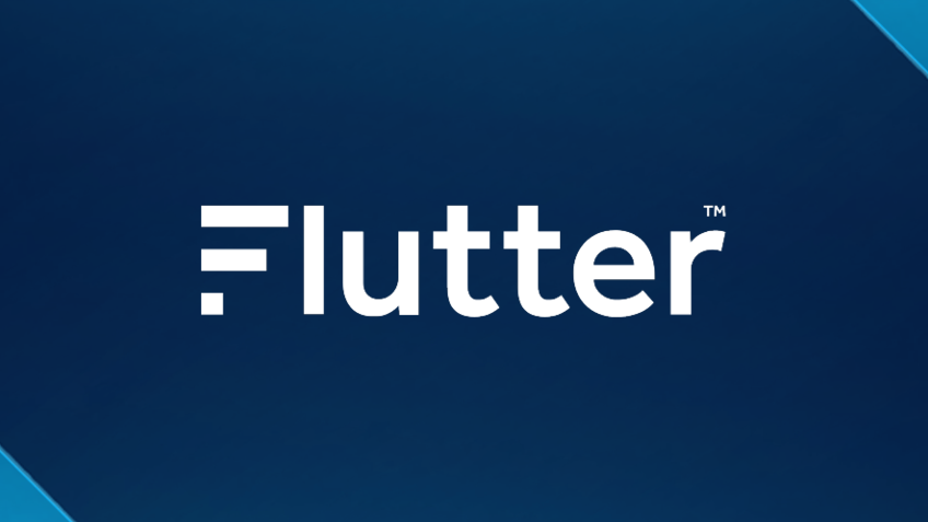 Flutter Logo layered on top of sports background.